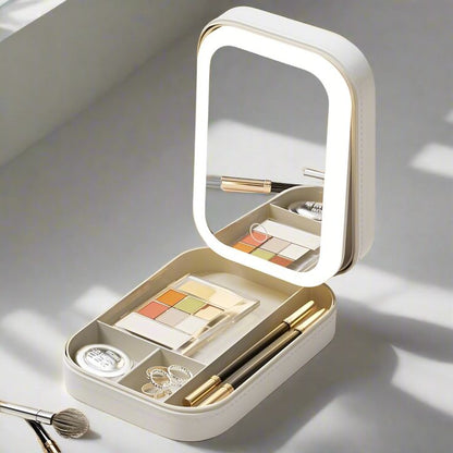 LumiGlow LED Mirror Makeup Organizer Case