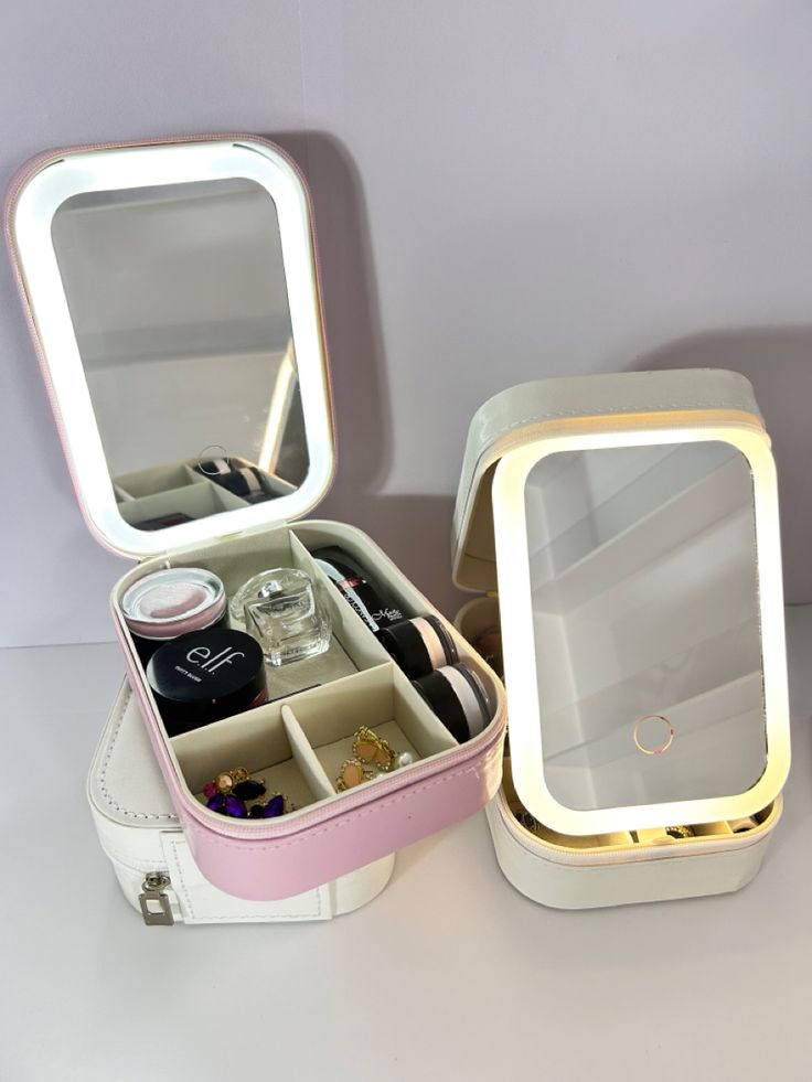 LumiGlow LED Mirror Makeup Organizer Case