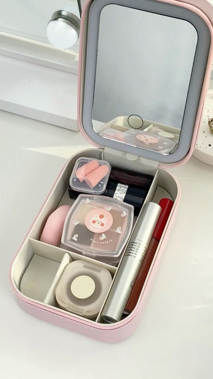 LumiGlow LED Mirror Makeup Organizer Case